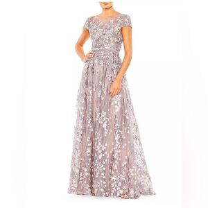 Mac Duggal Beaded & Floral-Embroidered Gown size 10